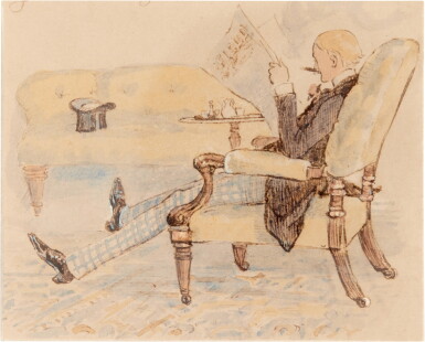 View full screen - View 1 of Lot 129. Randolph Caldecott | "Alone at the club towards the end of August...", 1888.