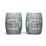 A pair of famille-rose barrel-form garden stools, 19th / 20th century