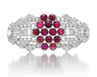 View full screen - View 1 of Lot 203. OSTERTAG | RUBY AND DIAMOND BROOCH .