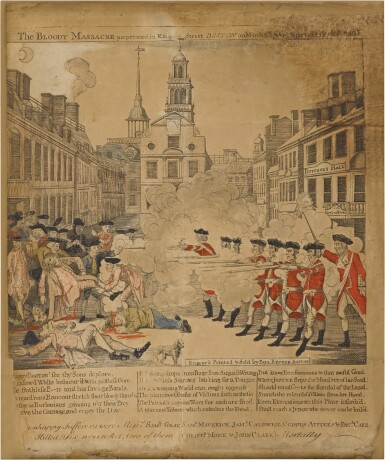 View full screen - View 1 of Lot 1510. The Bloody Massacre perpetrated in King Street Boston on March 5th 1770 by a party of the 29th Reg't (Brigham Plate 14).