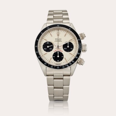 View full screen - View 1 of Lot 417. Reference 6263 Daytona ‘Big Red’ | A stainless steel chronograph wristwatch with bracelet, Circa 1980.