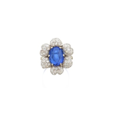 View full screen - View 1 of Lot 819. Sapphire and diamond ring.