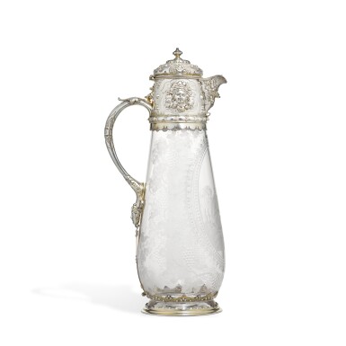 View full screen - View 1 of Lot 79. A Victorian silver-gilt mounted glass claret jug, William Edwards, London, 1873.