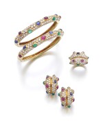 GEM SET AND DIAMOND PARURE