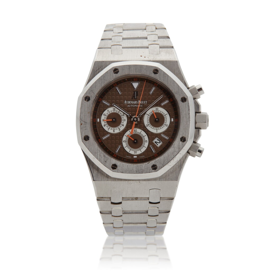 View full screen - View 1 of Lot 47. Royal Oak, A stainless steel automatic chronograph wristwatch with date and bracelet, Circa 2010.