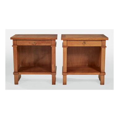 View full screen - View 1 of Lot 204. IN THE STYLE OF ANDRÉ ARBUS | PAIR OF BEDSIDE TABLES.
