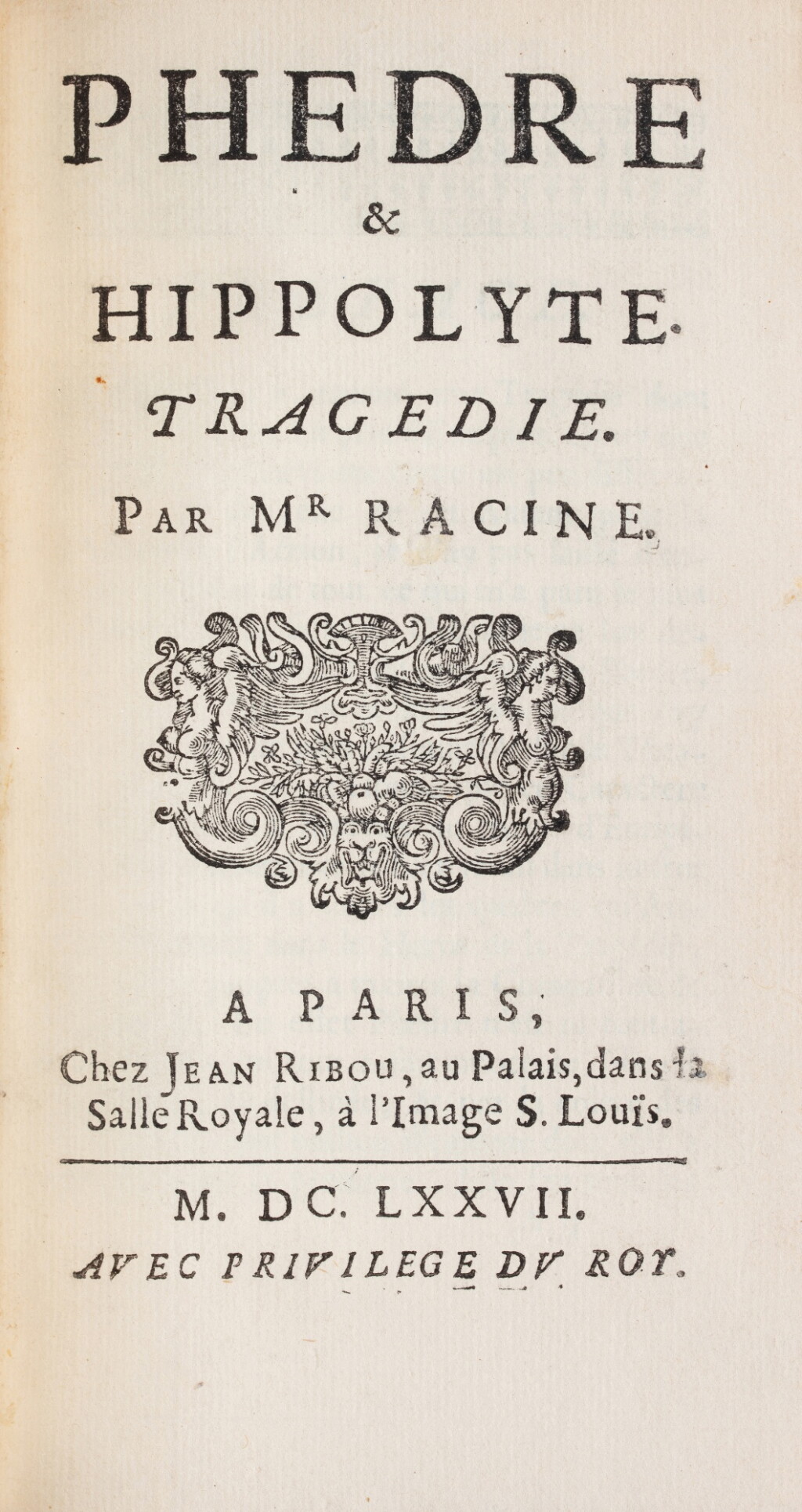 View full screen - View 1 of Lot 72. Phèdre et Hippolyte. Paris, 1677. In-12. Rel. de Gruel. Seconde éd. originale. Ex. Rodocanachi..