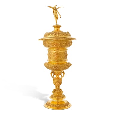 View full screen - View of The Gold Cup, Ascot Races: A Large Edwardian 18 Carat Gold Cup and Cover, Sebastian Garrard for R. & S. Garrard & Co., London, 1901.