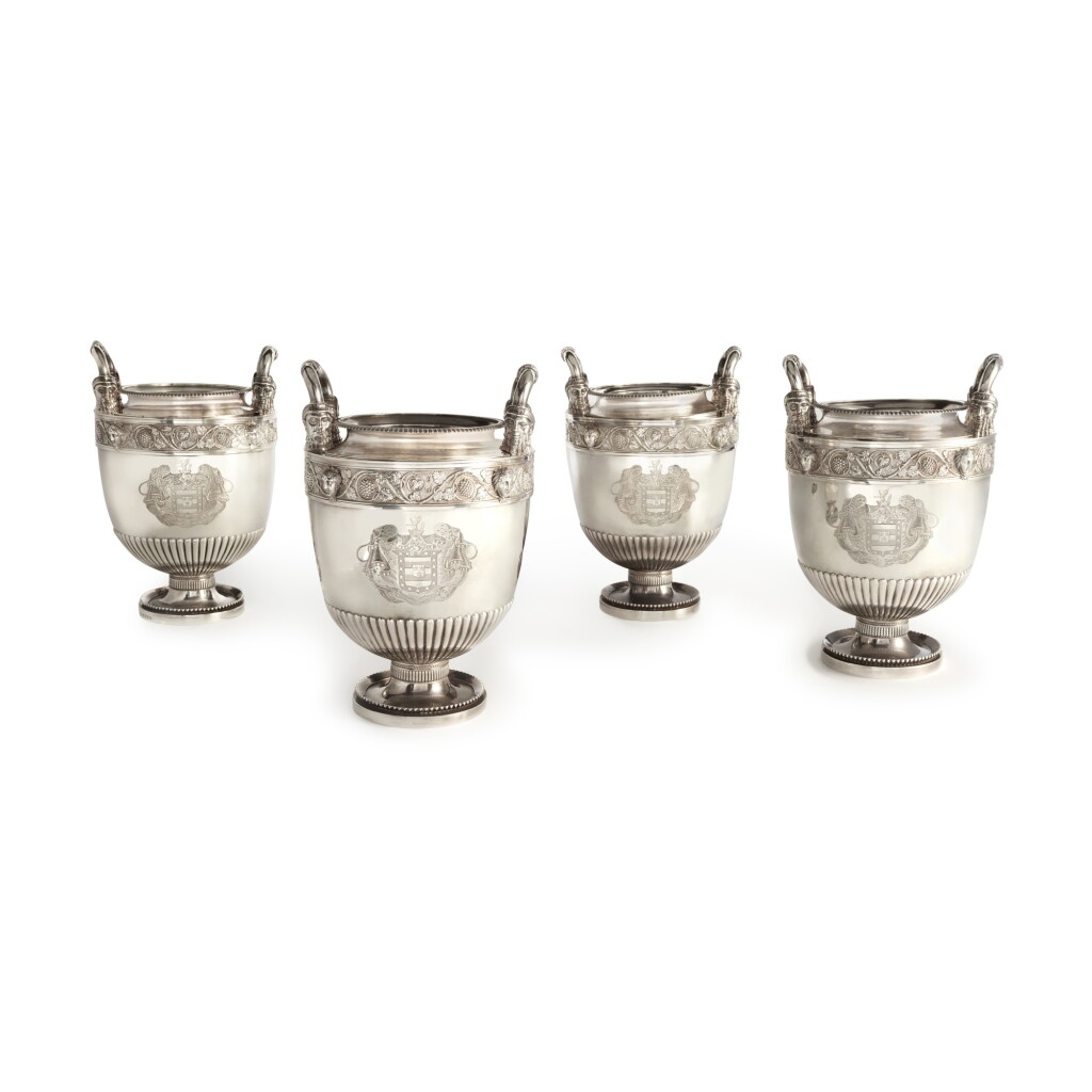 View full screen - View 1 of Lot 375. A Set of Four George III Silver Wine Coolers, Digby Scott & Benjamin Smith, London, for Rundell, Bridge & Rundell, 1806.