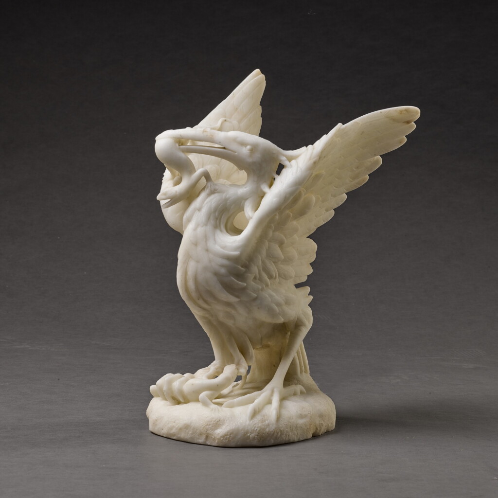 View full screen - View 1 of Lot 108. ITALIAN, 19TH CENTURY | HERON WITH TWO SALAMANDERS.
