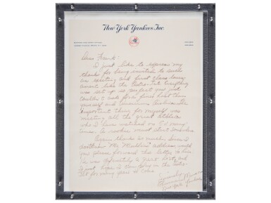View full screen - View 1 of Lot 101. 1971 Thurman Munson Signed Handwritten Letter on New York Yankees Stationery - Displayed at Yankee Stadium Museum (Yankees LOA & JSA).