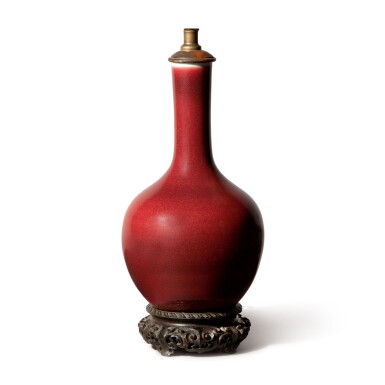 View full screen - View 1 of Lot 597. A CHINESE COPPER-RED-GLAZED BOTTLE VASE, 19TH CENTURY.