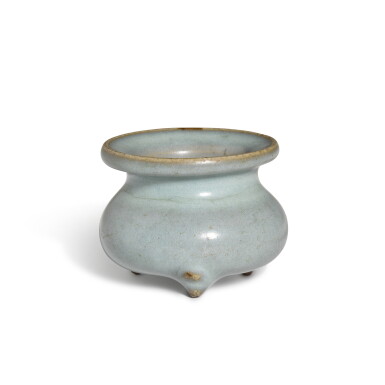 View full screen - View 1 of Lot 15. A miniature 'Jun' blue-glazed tripod censer, Northern Song dynasty.