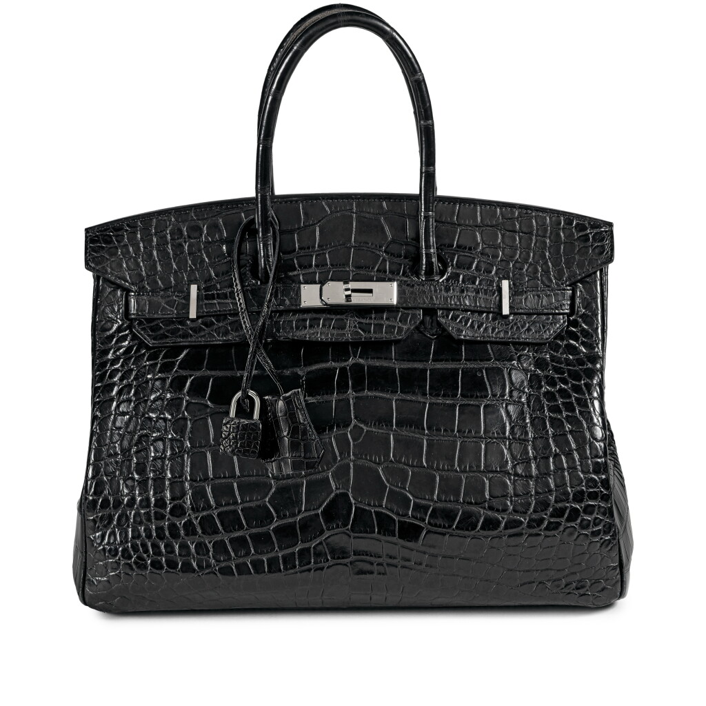 View full screen - View 1 of Lot 619. Black Matte Mississippiensis Alligator Birkin 35 Palladium Hardware, 2012.