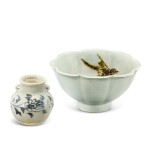 A BLUE AND WHITE 'FLORAL' JARLET, YUAN DYNASTY AND A KOREAN UNDERGLAZE-RED 'BIRD' BOWL, JOSEON DYNASTY | 元 青花花卉紋雙繫小罐 朝鮮王朝 釉裏紅飛鳥花口盌