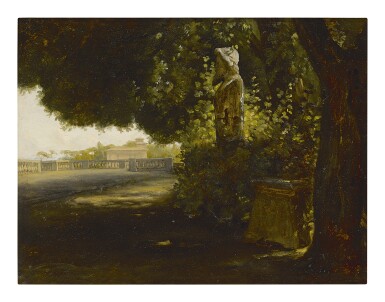 View full screen - View 1 of Lot 217. AUGUSTE JEAN-BAPTISTE VINCHON | VIEW FROM THE VILLA MEDICI LOOKING TOWARDS THE CASINO OF RAPHAEL.