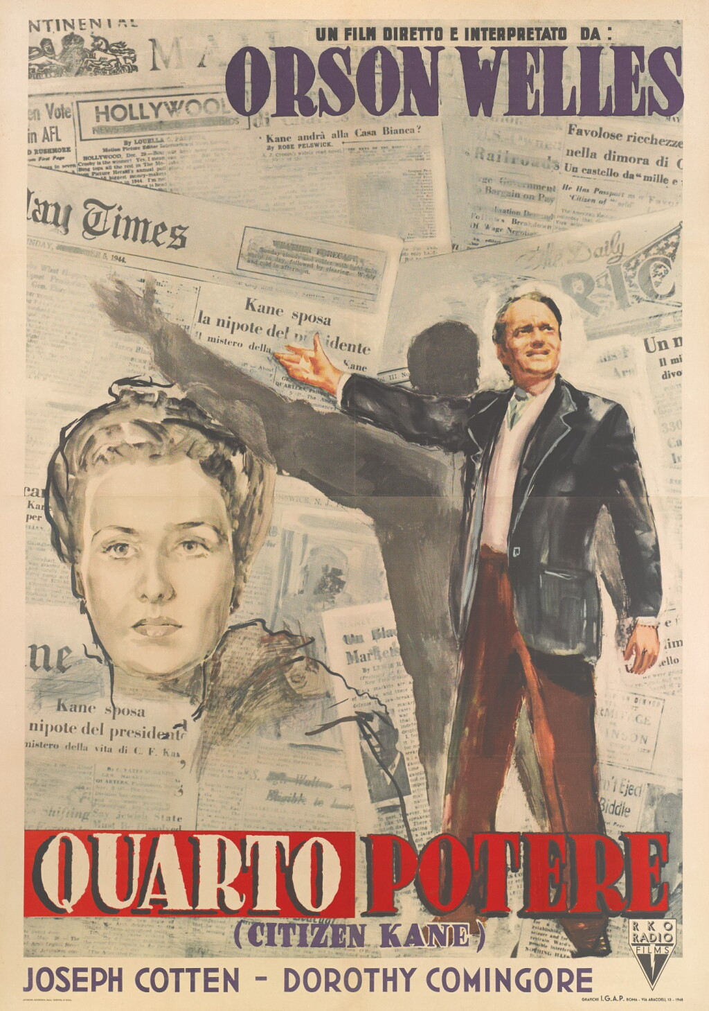 View full screen - View 1 of Lot 94. CITIZEN KANE / QUARTO POTERE (1941) POSTER, ITALIAN.