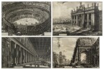 Giovanni Battista Piranesi (1720-1778), suite de quatre eau-fortes tirées des Vedute di Roma, vers 1775