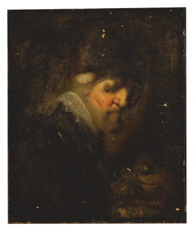 View full screen - View 1 of Lot 53. 18TH CENTURY FOLLOWER OF REMBRANDT HARMENSZ. VAN RIJN | PORTRAIT OF A MAN IN ARMOR.