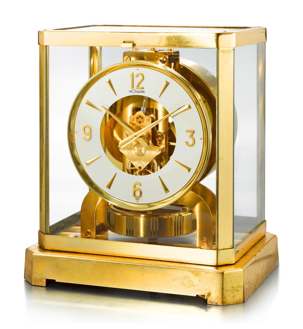 View full screen - View 1 of Lot 8110. LECOULTRE | A GILT BRASS ATMOS CLOCK, CIRCA 1975.