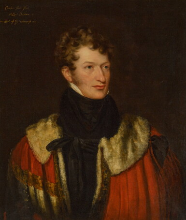 View full screen - View 1 of Lot 89. Portrait of Charles Noel, 3rd Baron Barham and 1st Earl of Gainsborough (1787–1866) in peer's robes.