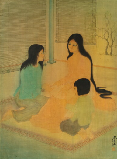 View full screen - View 1 of Lot 6. Nguyen Huu Thanh, The Saigon College of Fine Arts (1955-1975), Reading | 西貢美術學院 (1955-1975), 閱讀時光.