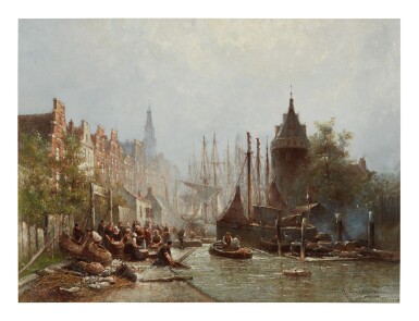 View full screen - View 1 of Lot 10. WILLEM HENDRIK EICKELBERG | BUSY FISHERFOLK .