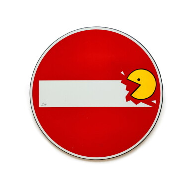 View full screen - View 1 of Lot 56. No entry sign with Pac-Man | Pac-Man與不准駛入路牌.