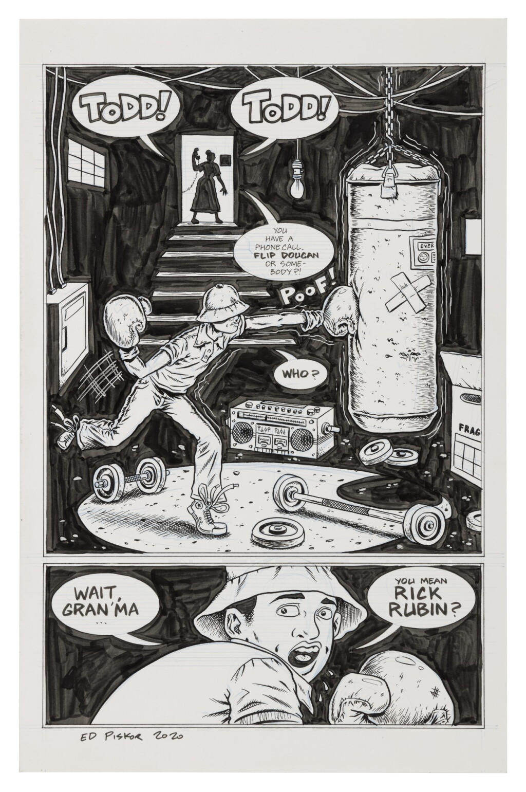 View full screen - View 1 of Lot 52. ED PISKOR | LL COOL J. Original art from page 72, volume 3 of The Hip Hop Family Tree..