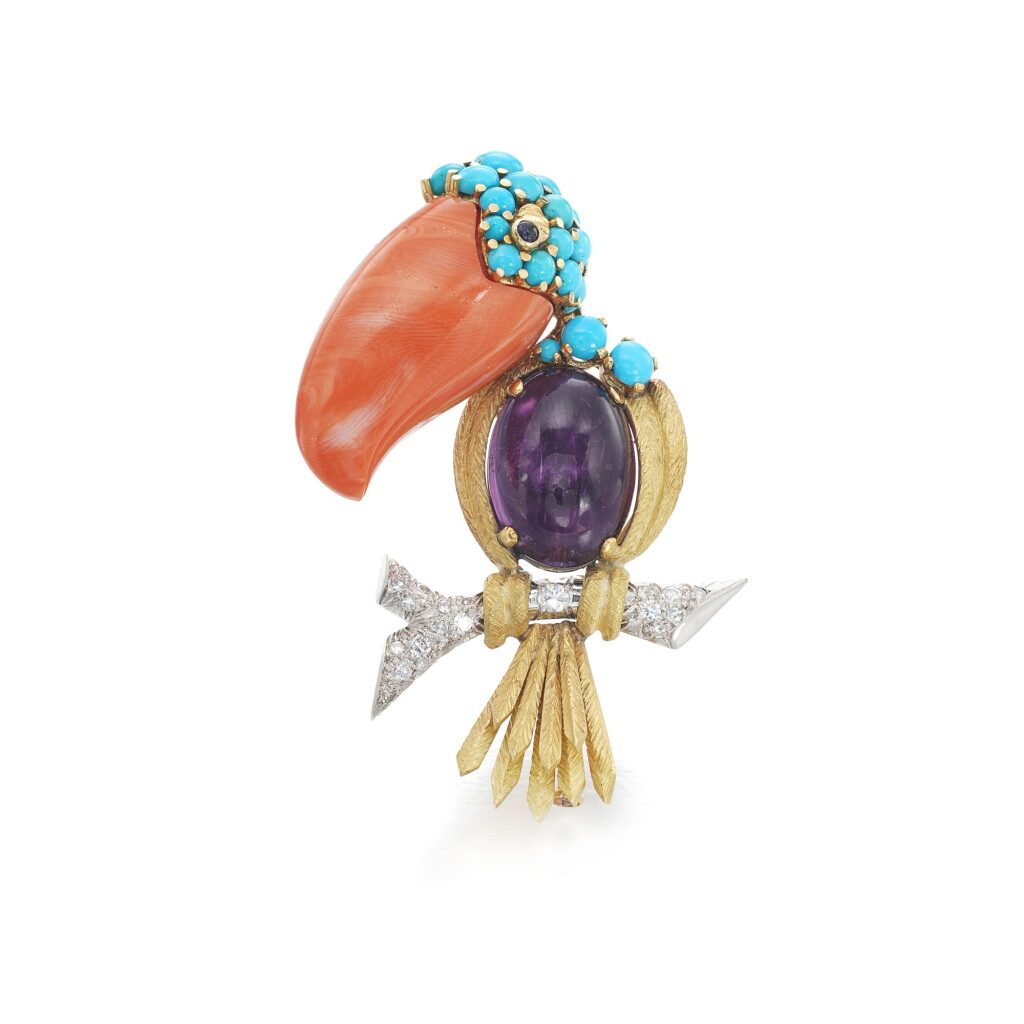 View full screen - View 1 of Lot 5. Gem set and diamond brooch.