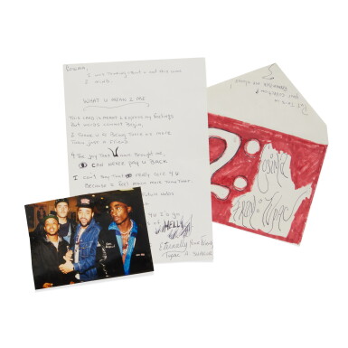 View full screen - View 1 of Lot 107. Autograph card signed ("Eternally your friend, Tupac A. Shakur"), to Cosima Knez.