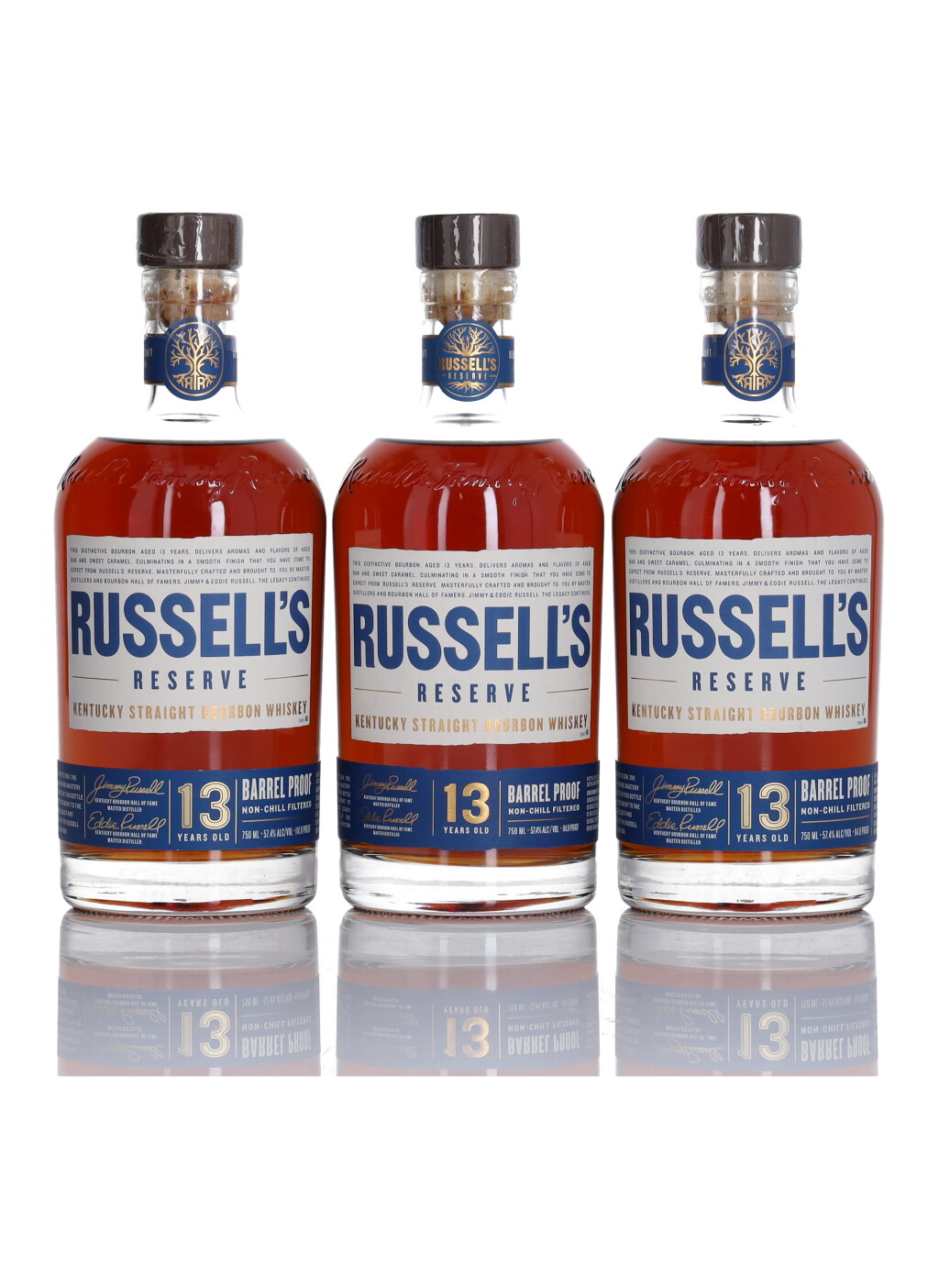 View full screen - View 1 of Lot 170. Russell's Reserve 13 Year Old Barrel Proof 114.8 Proof NV (3 Bottles 75cl).