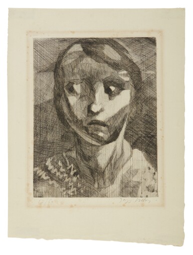 View full screen - View 1 of Lot 80. JACQUES VILLON | TÊTE DE FILLETTE (GINESTET & POUILLON E 324).