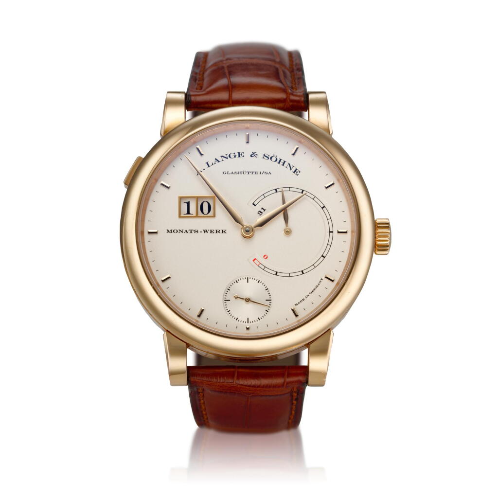 View full screen - View 1 of Lot 294. Reference 130.032F Lange 31 A pink gold wristwatch with date, power reserve and zero-reset mechanism, Circa 2010 .