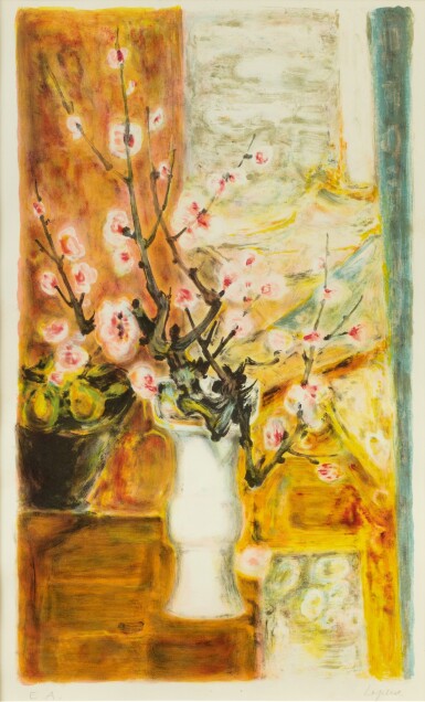 View full screen - View 1 of Lot 19. Le Pho (1907-2001), Plum blossoms in a white vase | 黎譜 (1907-2001), 桃花開.
