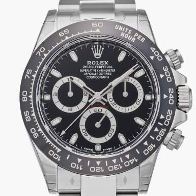 View full screen - View of Reference 116500LN Daytona | A stainless steel automatic chronograph wristwatch with bracelet, Circa 2017.