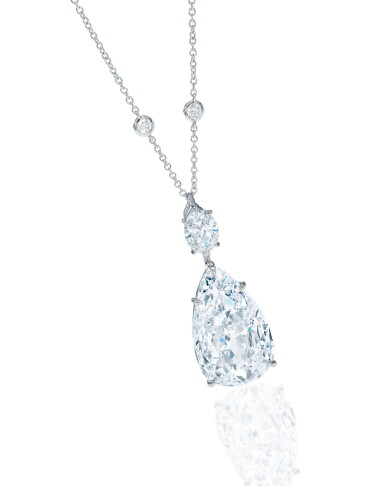 View full screen - View 1 of Lot 1657. DIAMOND PENDENT NECKLACE | 古柏林命名「上古之水」12.85卡拉 梨形 D色 內部無瑕(IF ) Type IIa 鑽石 項鏈.