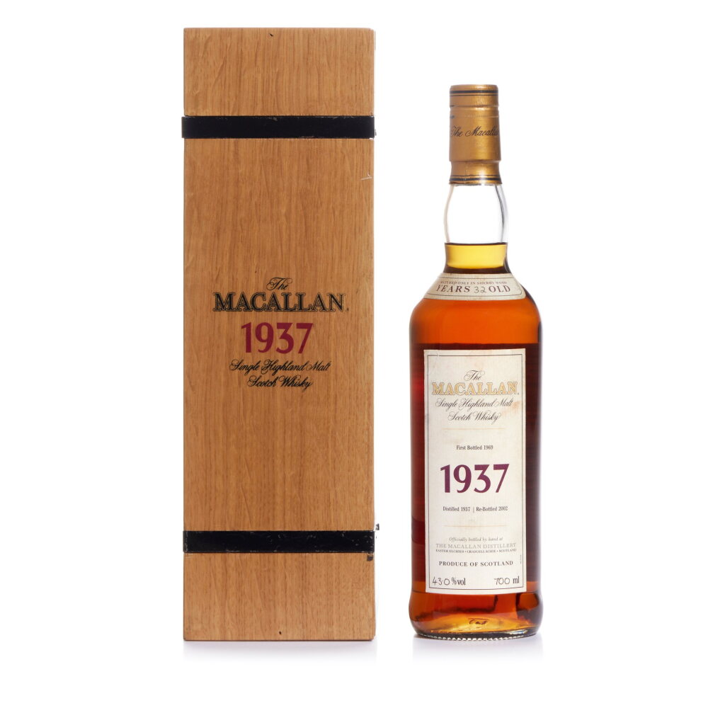 View full screen - View 1 of Lot 18. The Macallan Fine & Rare 32 Year Old 43.0 abv 1937 (1 Bottle 70cl).