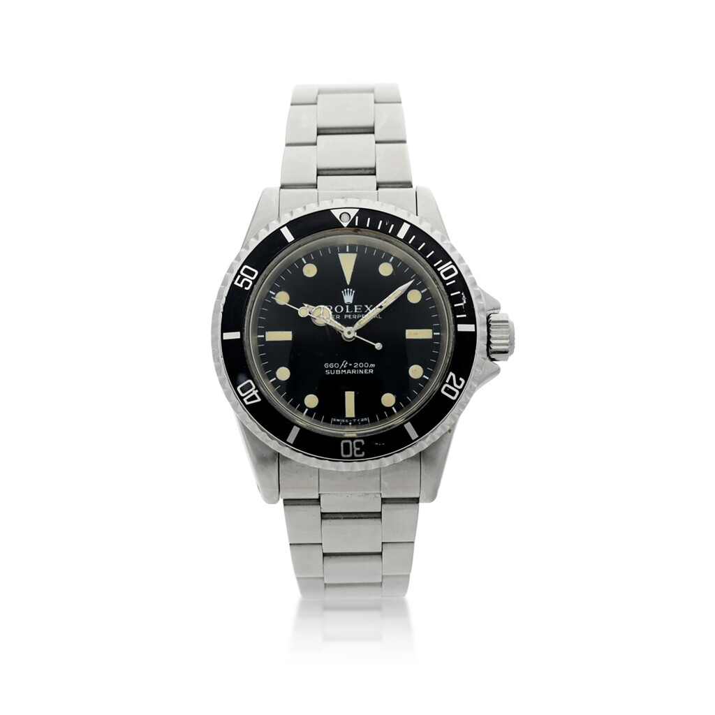 View full screen - View 1 of Lot 43. REFERENCE 5513 SUBMARINER A STAINLESS STEEL AUTOMATIC WRISTWATCH WITH BRACELET, CIRCA 1970.