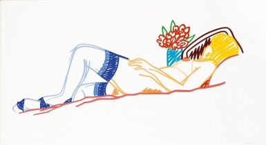 View full screen - View 1 of Lot 188. TOM WESSELMANN | NUDE WITH BOUQUET AND STOCKINGS.