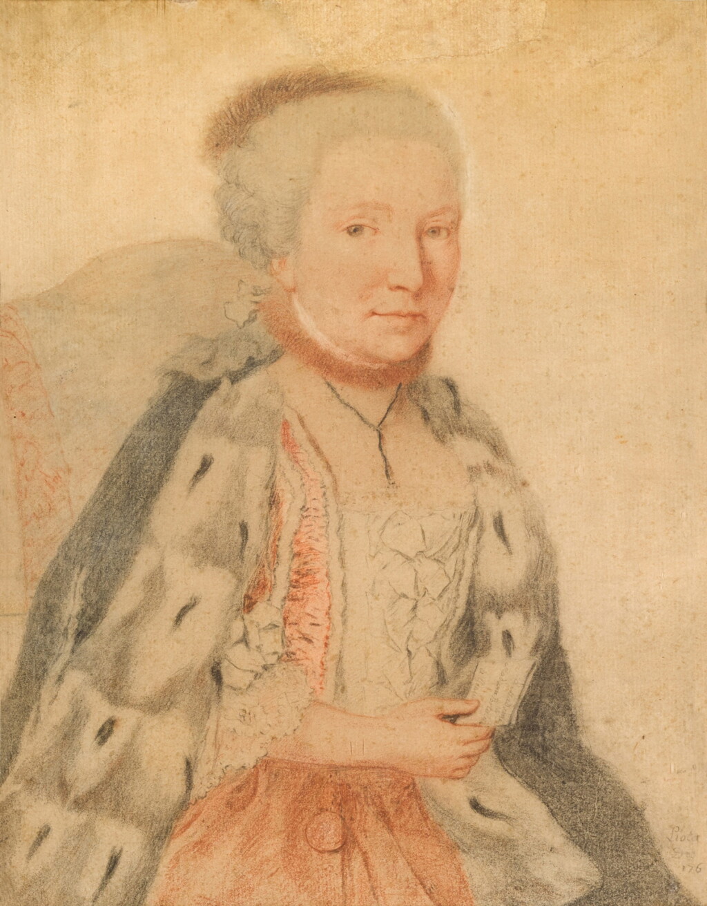 View full screen - View 1 of Lot 131. Portrait of Madame de Pourtales holding a letter | Portrait de Madame Portalès tenant une lettre.
