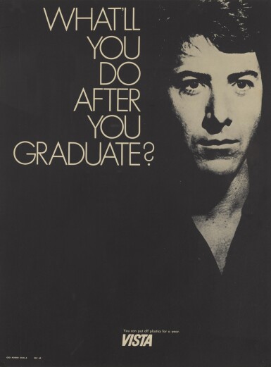 View full screen - View 1 of Lot 166. THE GRADUATE (1967) SPECIAL TIE-IN POSTER WITH VISTA, US.