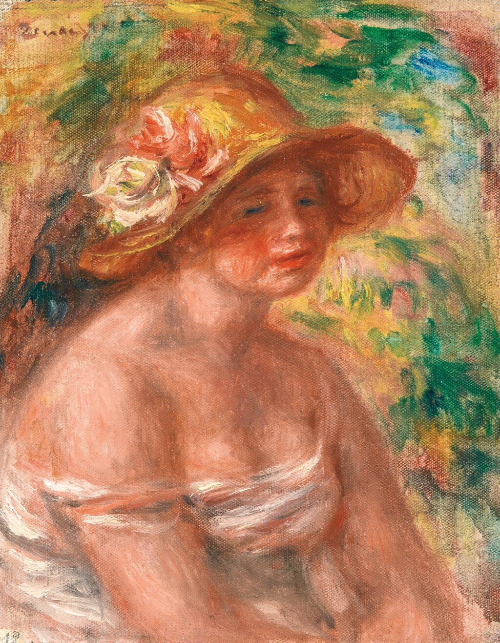 View full screen - View 1 of Lot 350. Femme au chapeau de paille (Andrée en chapeau de paille).