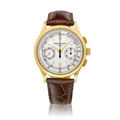 View full screen - View 1 of Lot 8685. Reference 5170 | A yellow gold chronograph wristwatch with pulsation scale, Circa 2011 | 百達翡麗 | 型號5170 | 黃金計時腕錶,備脈搏計刻度,約2011年製.