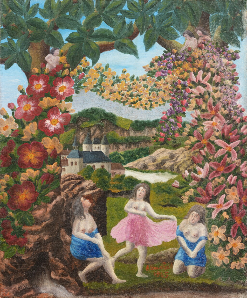 View full screen - View 1 of Lot 545. Personnages aux guirlandes de fleurs (Danse des nymphes) .