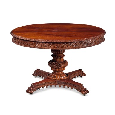 View full screen - View 1 of Lot 147. An Anglo-Indian Carved Rosewood Centre Table, 19th Century.