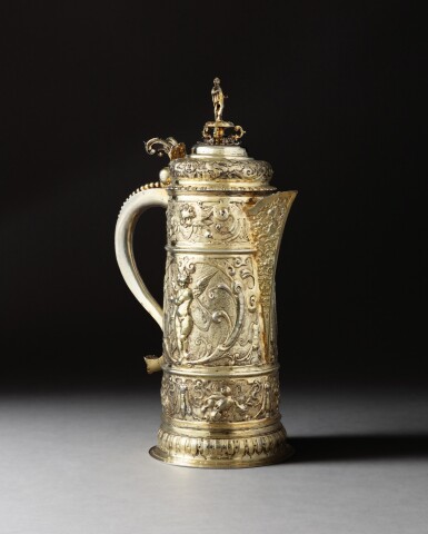 View full screen - View 1 of Lot 3. A large covered silver-gilt ewer, Michael Müllner, Nuremberg, circa 1618 | Grande aiguière couverte en vermeil par Michael Müllner, Nuremberg, vers 1618.