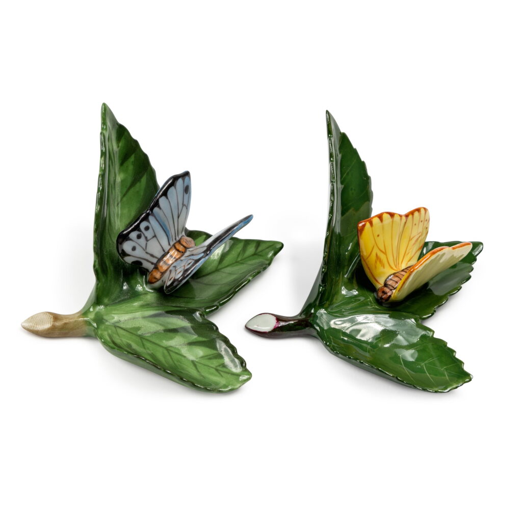 View full screen - View 1 of Lot 43. A Set of Nine Herend 'Butterfly on Leaf' Place Card Holders, Modern.
