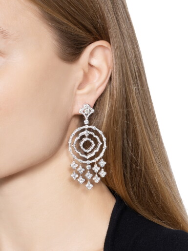 View full screen - View 1 of Lot 233. Pair of Diamond 'Bohemia' Pendant-Earclips.