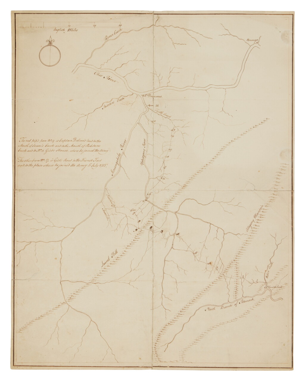 View full screen - View 1 of Lot 5. Braddock's Expedition | Perhaps the Most Important Cartographical Witness to the Braddock Expedition.